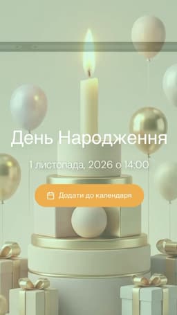 BigDaySpace event page example: birthday celebration with cake, candle and balloons